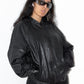 Vintage Zip Up Black Leather Blouson Biker Jacket