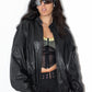 Vintage Zip Up Black Leather Blouson Biker Jacket