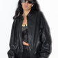 Vintage Zip Up Black Leather Blouson Biker Jacket