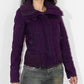 Vintage Y2k Purple Wool Zip Through Jacket  - Size M