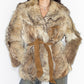 Vintage 90s Double Breast Beige Real Fur Hippie Jacket - Size M