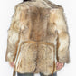 Vintage 90s Double Breast Beige Real Fur Hippie Jacket - Size M