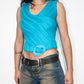 Vintage Y2k Faux Fur Buckle Detail Crop Tank Top - Size M
