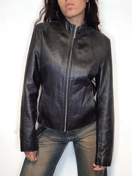 Vintage Y2k Black Motorcycle Jacket - Size M