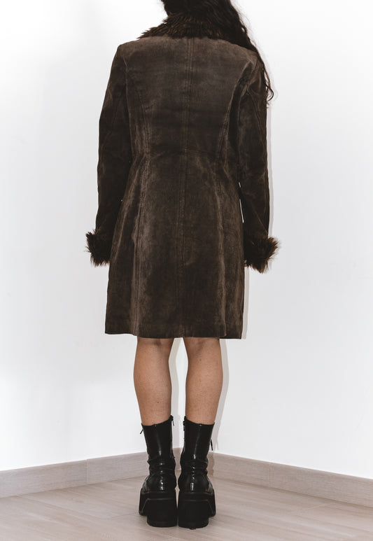 Vintage Faux Fur Leather Afghan Coat