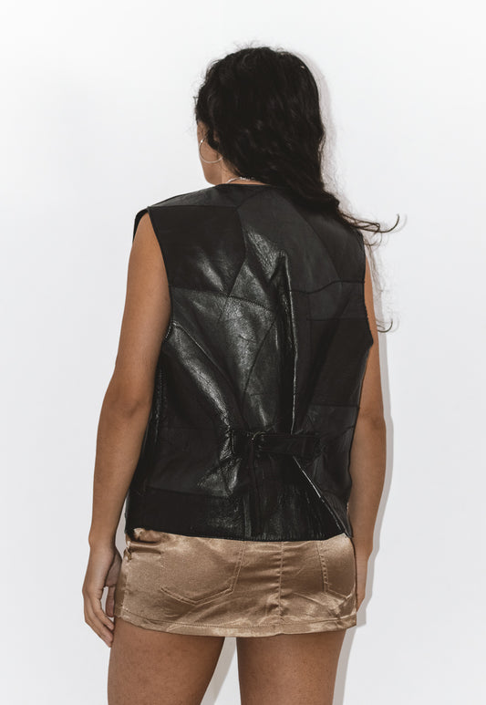 Vintage Patchwork 90s Leather Vest