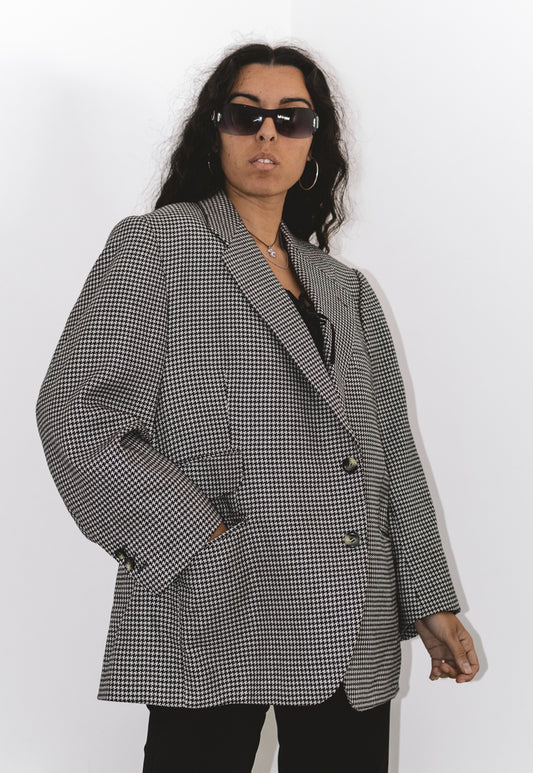 Vintage 90s Houndstooth Blazer Jacket