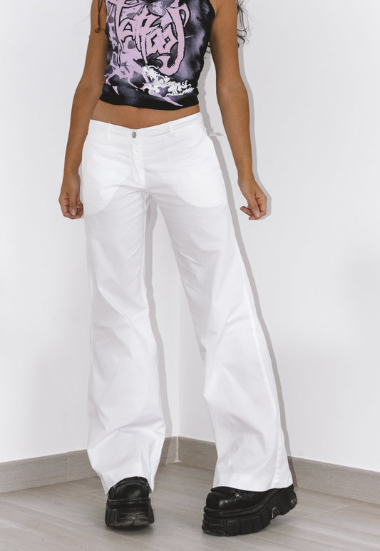 Vintage Wide Leg White Pants