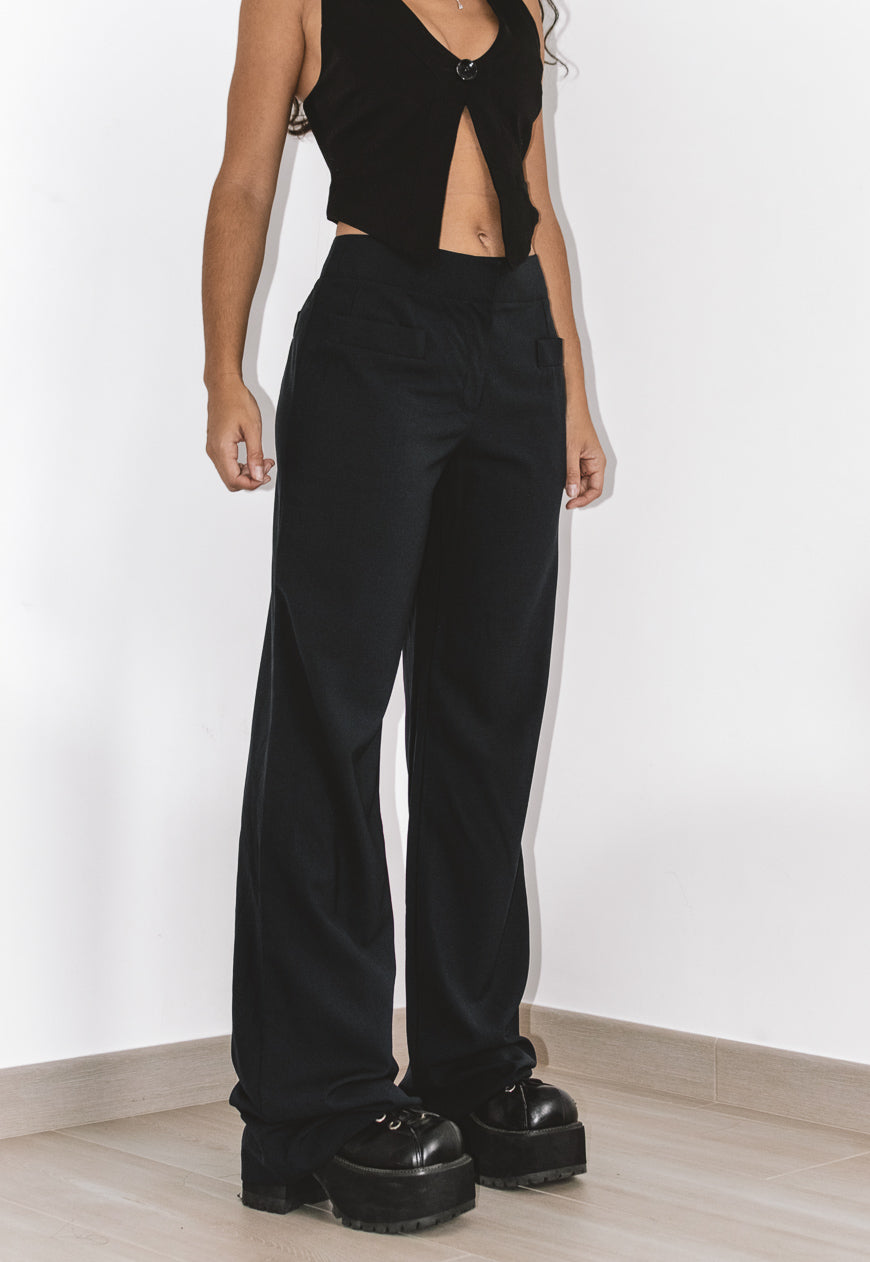 Vintage Luxury 90s Chanel Wide Leg Wool Pants