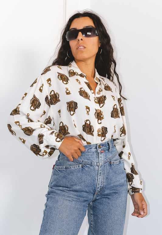 Vintage 90s Bags Printed Long Sleeves Shirt