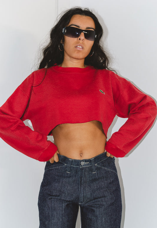 Vintage 90s Lacoste Embroidered Cropped Sweatshirt