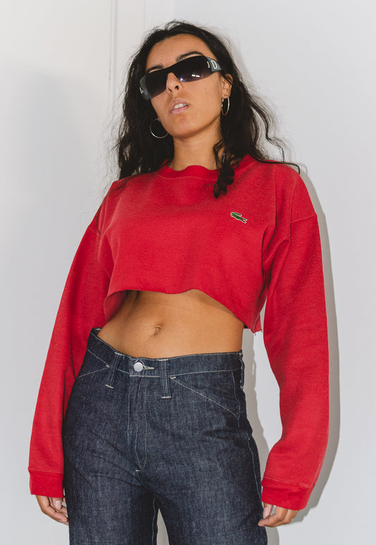 Vintage 90s Lacoste Embroidered Cropped Sweatshirt