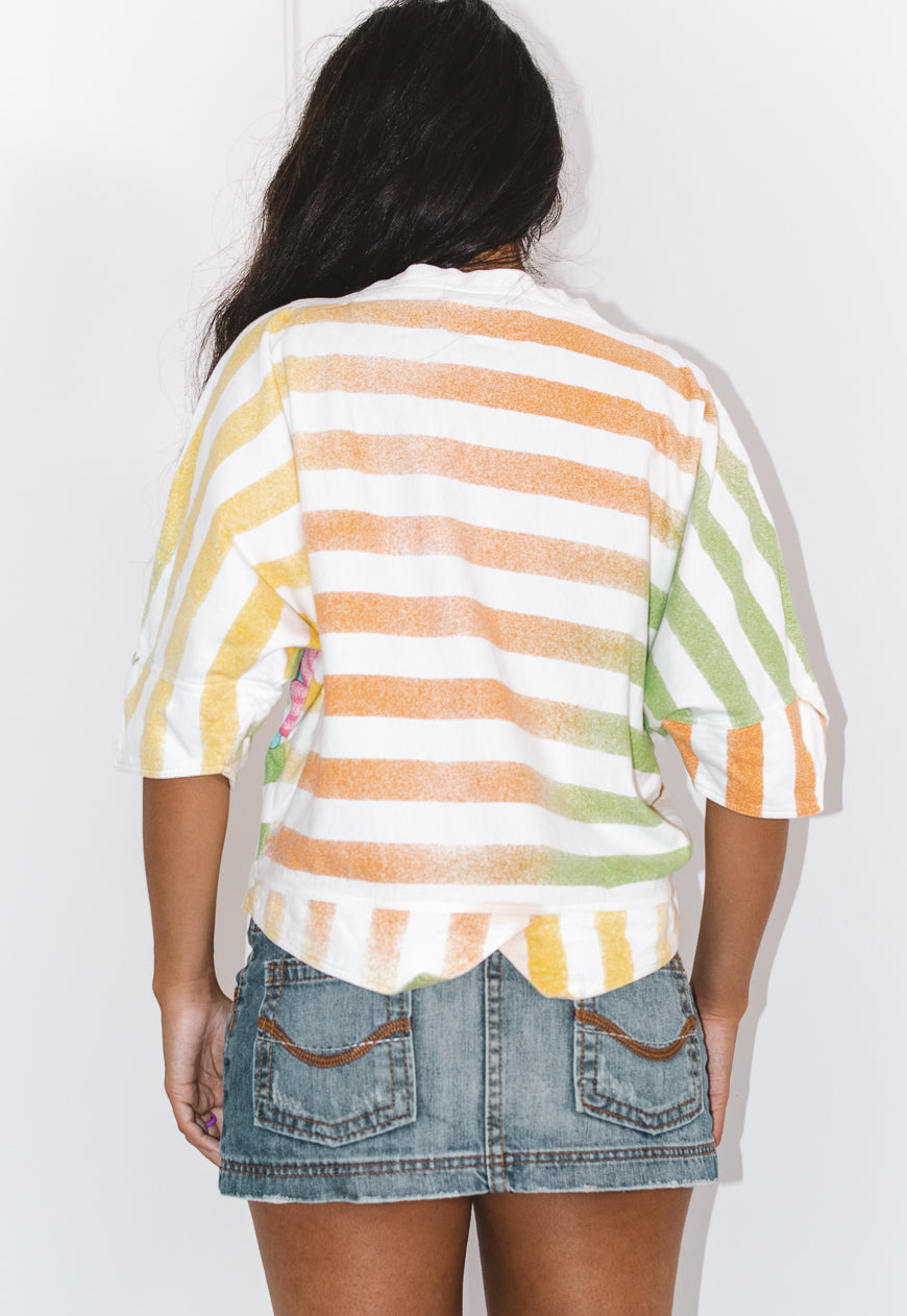 Vintage 80s Striped Hibiscus Graphic Sweatshirt