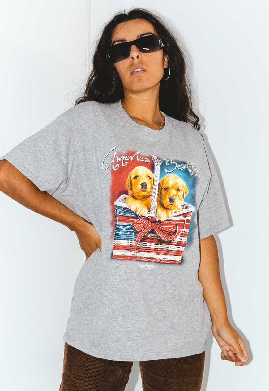 Vintage 90s puppies animal USA printed graphic T- shirt