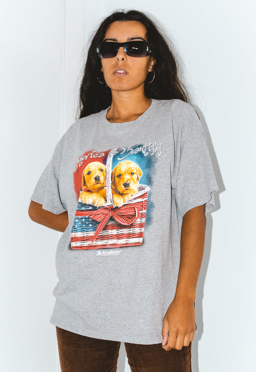 Vintage 90s puppies animal USA printed graphic T- shirt