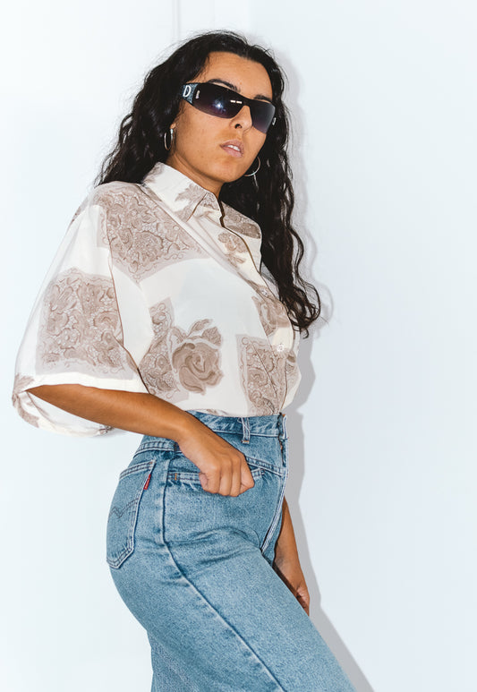 Pastel Floral Print Vintage 90s Shirt