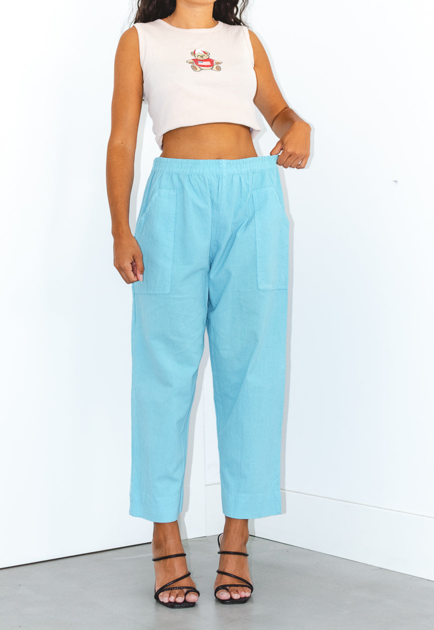 90s Turquoise High Waisted Wide Leg Trousers