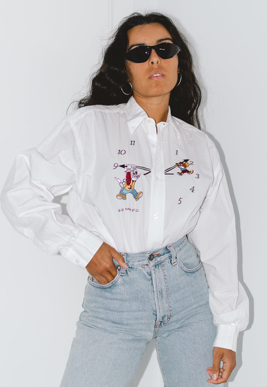 Vintage 90s Tom and Jerry Cartoon embroidered shirt