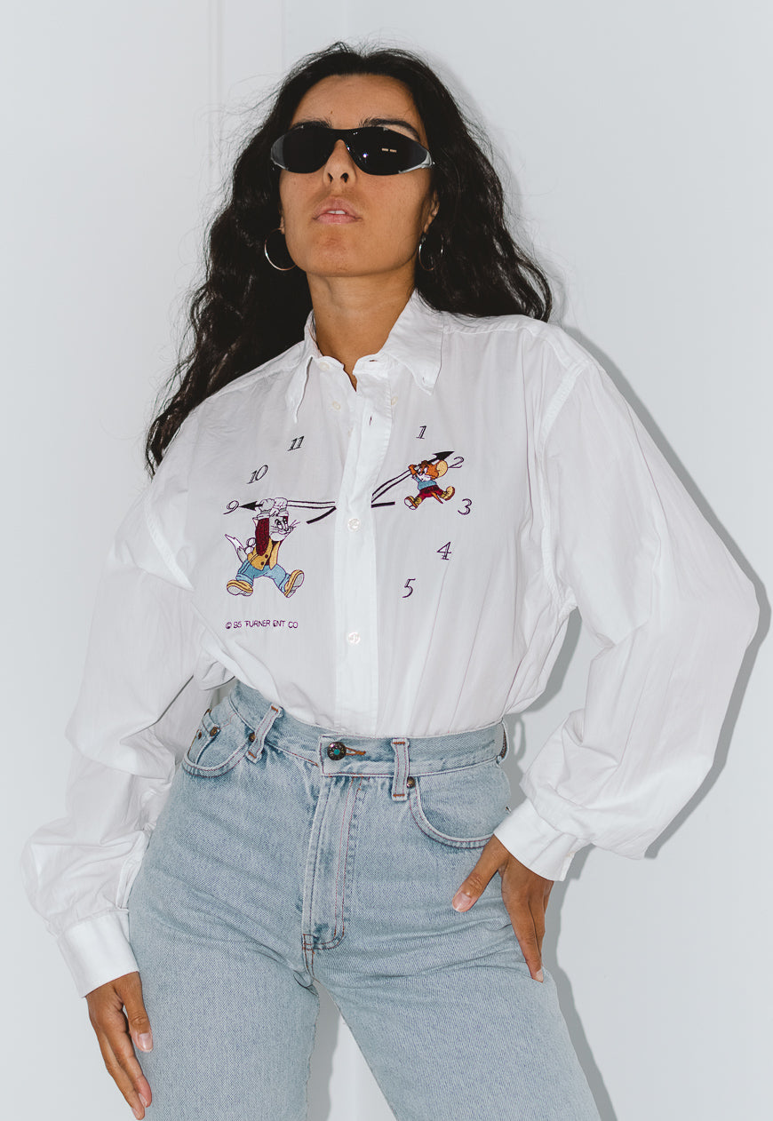 Vintage 90s Tom and Jerry Cartoon embroidered shirt