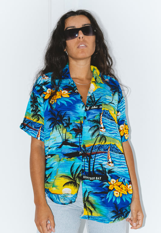 Tropical Vintage 90s Short Sleeves Patterned Shirt